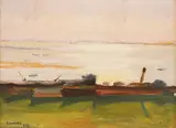 Dimitar Diolev, The Danube near Ruse, 1922, oil on cardboard