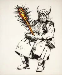 Dumitru Gorzo, Baba Clonțului, 2006, stencil și ulei pe pânză
