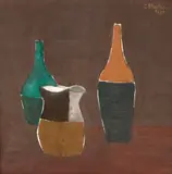 Constantin Blendea, Vase de lut și sticlă, 1981, ulei pe pânză