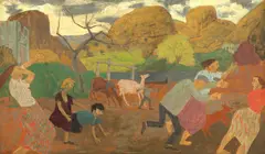 Grégoire Michonze, Scène de village animé, 1963, ulei pe pânză