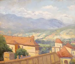 Aurel Popp Ludoșanu, Peisaj ardelean, 1944, ulei pe carton