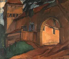 Vasile Popescu, Poartă în Sighișoara, ulei pe carton
