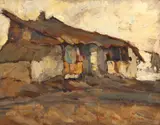 Rudolf Schweitzer–Cumpăna, Casă țărănească, 1927, ulei pe carton