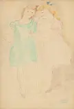 Jules Pascin, Două surori, acuarelă și tuș pe hârtie