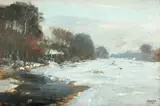 Constantin Isachie Popescu, Peisaj de iarnă, 1924, ulei pe carton