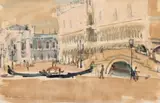 Max W. Arnold, Vedere din Veneția, acuarelă și creion pe hârtie lipită pe carton