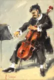 Radu Darânga, Violoncelist, ulei pe pânză