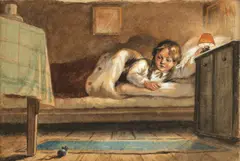 Ion B'Arg Bărbulescu, Micul musafir, acuarelă pe hârtie