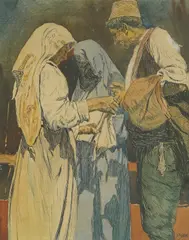 Petar Šain, At the Market, 1930-ih, ink pen and watercolor on paper