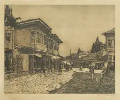 Tomislav Krizman, Street in Sarajevo, 1919., dry point and aquatint on paper