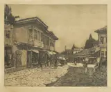 Tomislav Krizman, Street in Sarajevo, 1919., dry point and aquatint on paper
