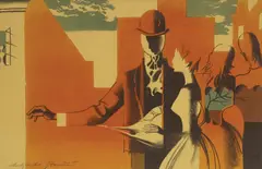 Miljenko Stančić, Promenade, 1960., lithograph on paper