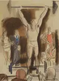 Milivoj Uzelac, Weightlifter ("The Joys of Sport"), 1932., colored lithograph on paper