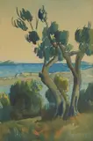 Ivo Režek, Olive by the Sea, cca. 1953., watercolor on paper