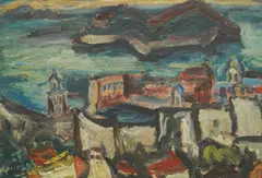 Milan Konjović, Dubrovnik, 1948., oil on plywood