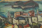 Milan Konjović, Dubrovnik, 1948., oil on plywood