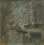 Emanuel Vidović, Vena Canal, Chioggia, charcoal and pastel on paper