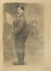 Miljenko Stančić, Self-portrait, 1948., lithograph on paper
