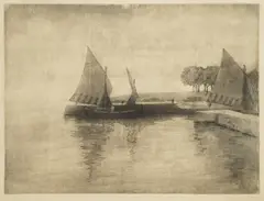 Menci Clement Crnčić, Ship, tempera on paper
