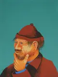 Mijo Kovačić, Thoughtful Peasant, 1972., serigraphy on paper