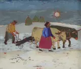 Krsto Hegedušić, Work in the Field, cca. 1930., oil on glass