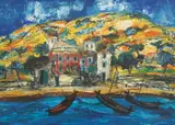 IVO VOJVODIĆ, Mediterranean City, oil on hardboard