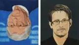 Jurica Pušenjak, Cycle of Fame, Snowden and Gates, 2024., oil on canvas