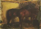 Vladimir Filakovac, Horses in the Stable, oil on canvas