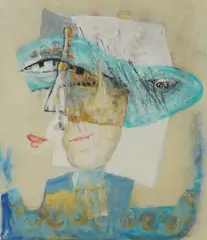 Nives Kavurić-Kurtović, Portrait in Blue, 2002., oil and tempera on board
