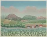 Ivan Rabuzin, Houses in the Field, serigraphy on paper