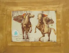 Mersad Berber, Horses Rearing Up, serigraphy with gilding on paper