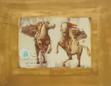 Mersad Berber, Horses Rearing Up, serigraphy with gilding on paper