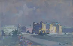 Omer Mujadžić, Zagreb - Theater Square, cca. 1950., Watercolor and gouache on paper