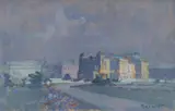 Omer Mujadžić, Zagreb - Theater Square, cca. 1950., Watercolor and gouache on paper