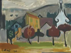 Slavko Šohaj, Seaside View, 1966., oil on canvas