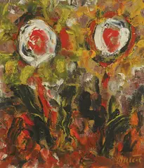 Ivo Dulčić, Two flowers, oil on canvas
