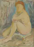 Vilim Svečnjak, Seated Nude, 1940.–1946., monotype on paper mounted on cardboard