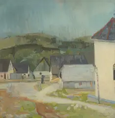 Tomislav Krizman, Mountain Village, 1916., oil on canvas