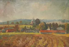 Nasta Rojc, Landscape from the vicinity of Bjelovar (Rojčevo), 1902.-1905., oil on plywood