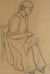 Đuro Pulitika, Study of a Weaver, 1940., charcoal on paper