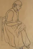Đuro Pulitika, Study of a Weaver, 1940., charcoal on paper