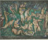 Munir Vejzović, Bacchanal, Aquatint, drypoint and watercolour on paper