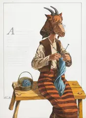 Vasile Olac, Ilustrație originală la ”Capra cu trei iezi”, 1998, penița și tușuri colorate pe hârtie