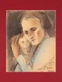 Maternitate by Regină a Greciei Elisabeta, 1947, cărbune și pastel pe hârtie lipită, sold Sep 2025