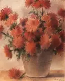 Crizanteme by Regină a Greciei Elisabeta, 1942, pastel pe hârtie, sold Sep 2025