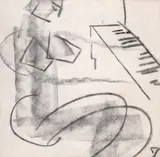 Constantin Piliuță, La pian, anii '70, creion pe hârtie