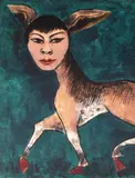Măgărușă by Ion Alin Gheorghiu, 1987, acuarelă și accente de ulei pe hârtie lipită pe carton, sold Sep 2025