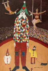 Viață de arlechin by Petru Vintilă, 1978, ulei pe carton, offered Sep 2025