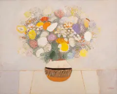 Vas cu flori by Constantin Blendea, ulei pe pânză, sold Sep 2025