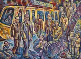 Dan Dumitrescu, La oraș, 2002, ulei pe pânză